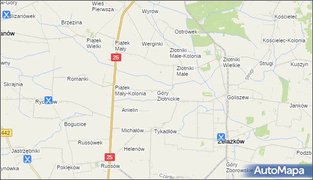 mapa Góry Złotnickie, Góry Złotnickie na mapie Targeo