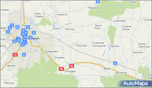 mapa Gorzupia gmina Krotoszyn, Gorzupia gmina Krotoszyn na mapie Targeo