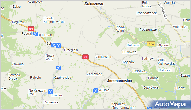 mapa Gotkowice, Gotkowice na mapie Targeo