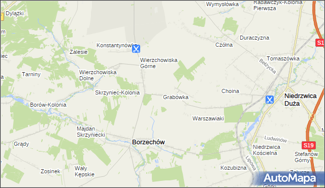 mapa Grabówka gmina Borzechów, Grabówka gmina Borzechów na mapie Targeo