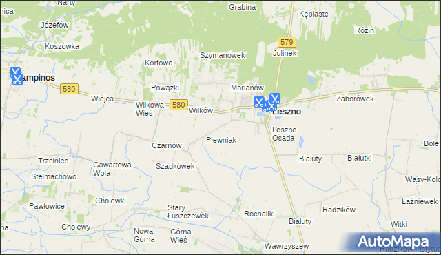 mapa Grądki gmina Leszno, Grądki gmina Leszno na mapie Targeo