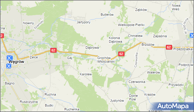 mapa Grochów Włościański, Grochów Włościański na mapie Targeo