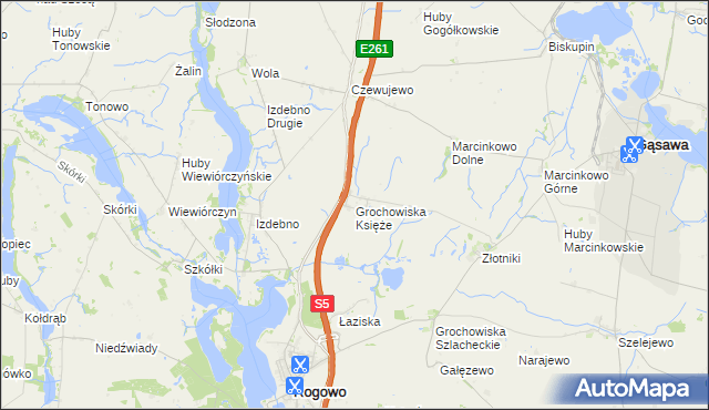 mapa Grochowiska Księże, Grochowiska Księże na mapie Targeo