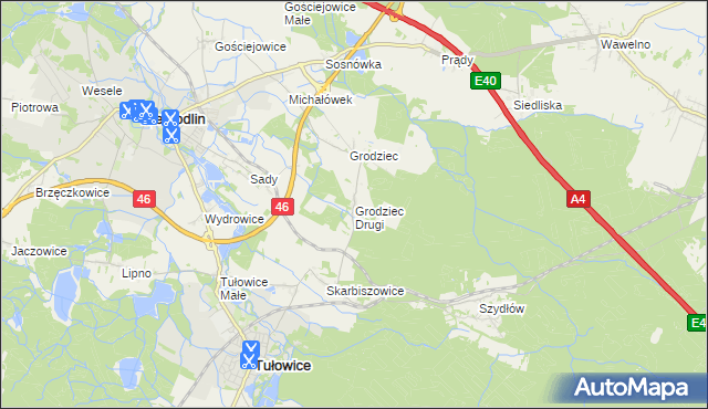 mapa Grodziec Drugi, Grodziec Drugi na mapie Targeo