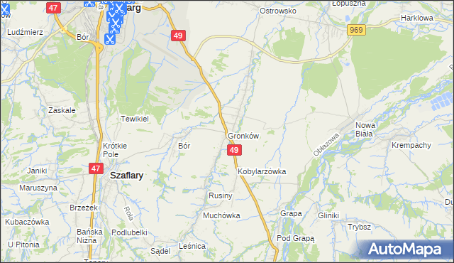 mapa Gronków, Gronków na mapie Targeo