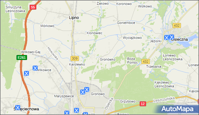 mapa Gronówko gmina Lipno, Gronówko gmina Lipno na mapie Targeo