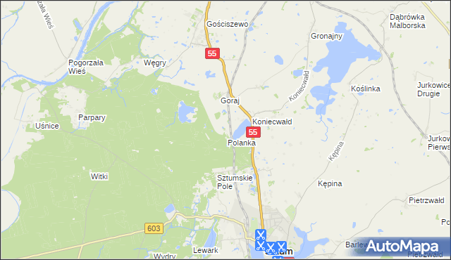 mapa Grzępa gmina Sztum, Grzępa gmina Sztum na mapie Targeo