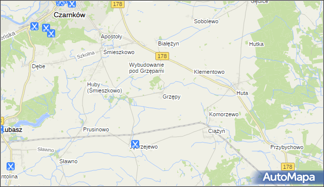 mapa Grzępy, Grzępy na mapie Targeo