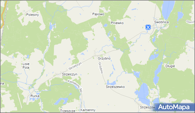 mapa Grzybno gmina Chojna, Grzybno gmina Chojna na mapie Targeo