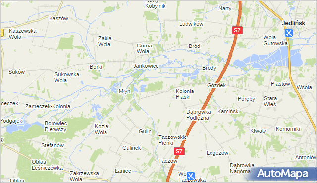 mapa Gustawów gmina Zakrzew, Gustawów gmina Zakrzew na mapie Targeo