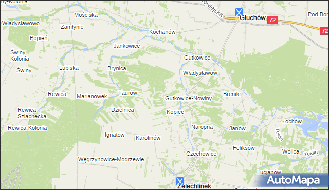 mapa Gutkowice-Nowiny, Gutkowice-Nowiny na mapie Targeo