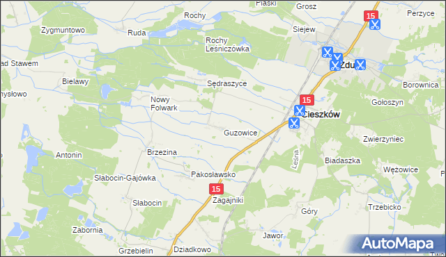 mapa Guzowice, Guzowice na mapie Targeo