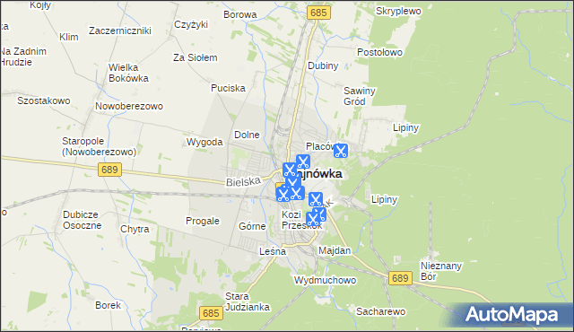 mapa Hajnówka, Hajnówka na mapie Targeo