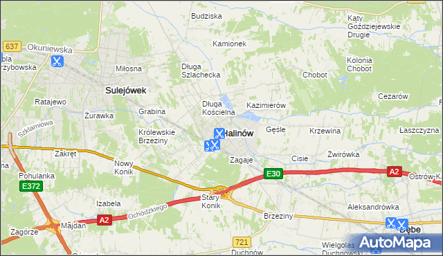 mapa Halinów powiat miński, Halinów powiat miński na mapie Targeo
