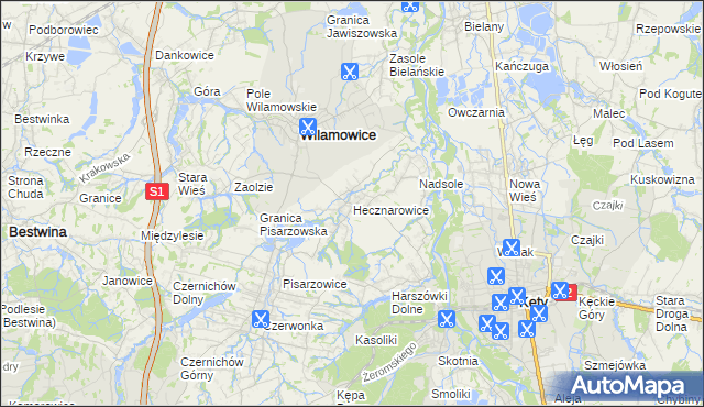 mapa Hecznarowice, Hecznarowice na mapie Targeo