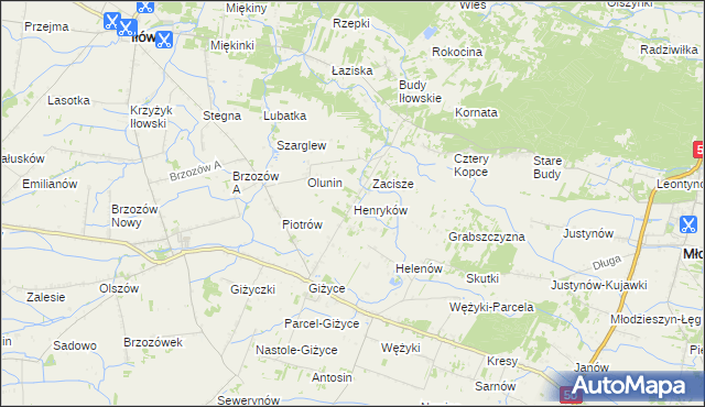 mapa Henryków gmina Iłów, Henryków gmina Iłów na mapie Targeo