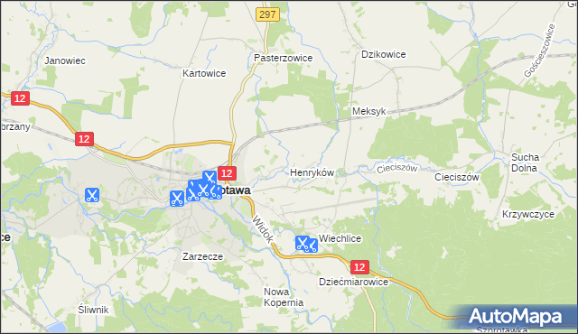 mapa Henryków gmina Szprotawa, Henryków gmina Szprotawa na mapie Targeo