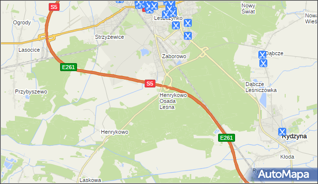 mapa Henrykowo Osada Leśna, Henrykowo Osada Leśna na mapie Targeo