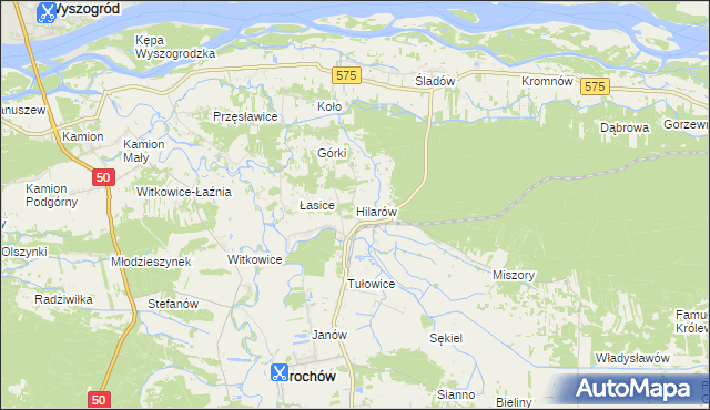 mapa Hilarów gmina Brochów, Hilarów gmina Brochów na mapie Targeo