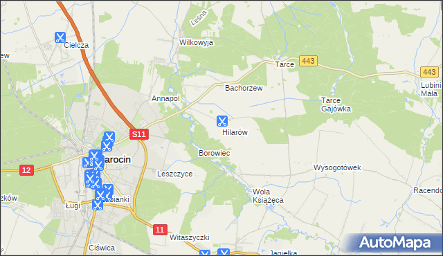 mapa Hilarów gmina Jarocin, Hilarów gmina Jarocin na mapie Targeo