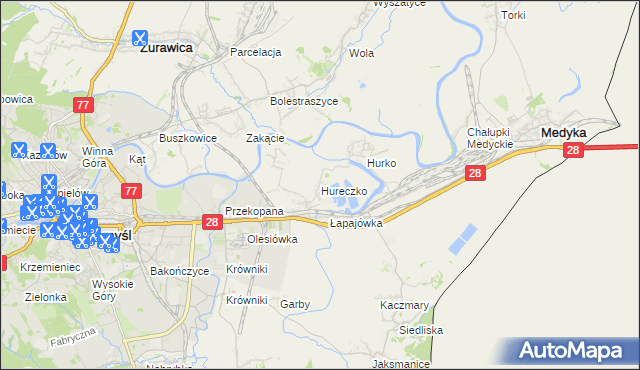 mapa Hureczko, Hureczko na mapie Targeo