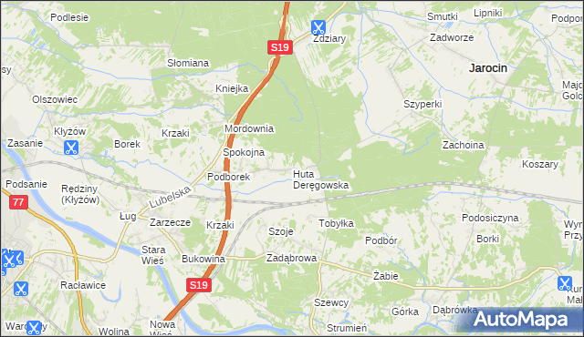 mapa Huta Deręgowska, Huta Deręgowska na mapie Targeo