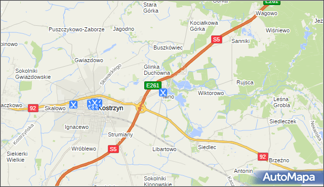 mapa Iwno gmina Kostrzyn, Iwno gmina Kostrzyn na mapie Targeo