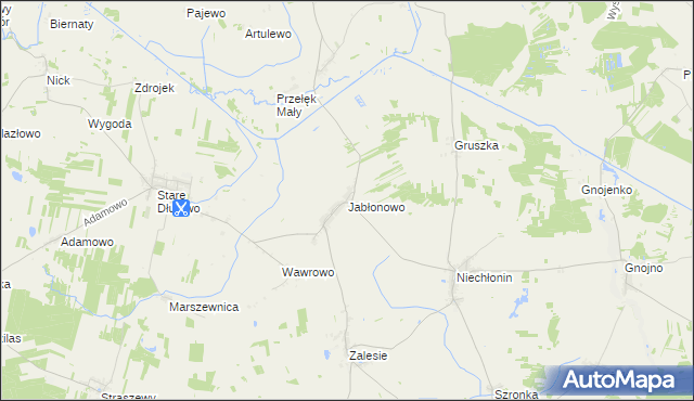 mapa Jabłonowo gmina Płośnica, Jabłonowo gmina Płośnica na mapie Targeo