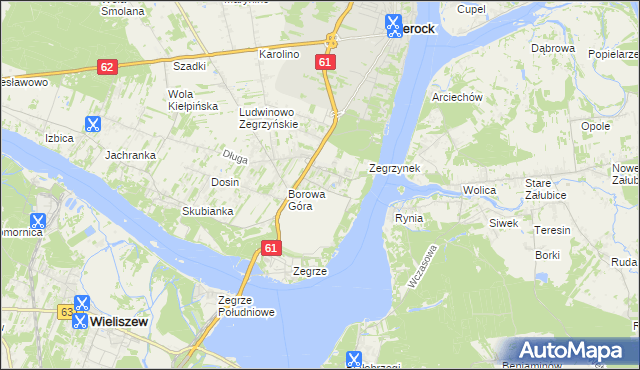mapa Jadwisin gmina Serock, Jadwisin gmina Serock na mapie Targeo