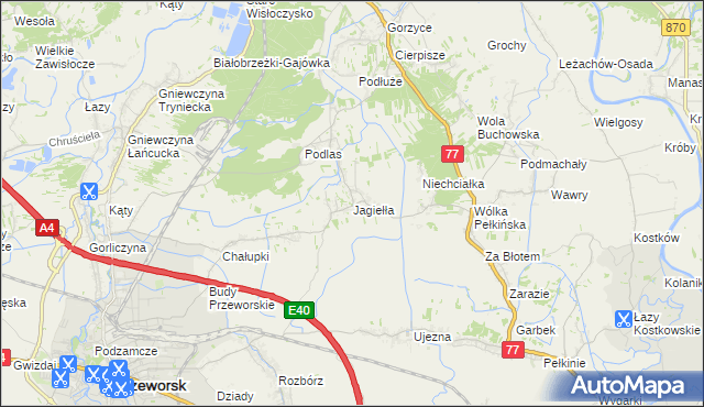 mapa Jagiełła gmina Tryńcza, Jagiełła gmina Tryńcza na mapie Targeo