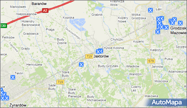 mapa Jaktorów, Jaktorów na mapie Targeo