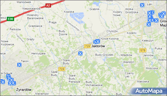 mapa Jaktorów-Kolonia, Jaktorów-Kolonia na mapie Targeo