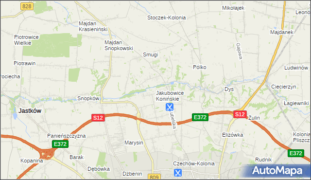 mapa Jakubowice Konińskie, Jakubowice Konińskie na mapie Targeo