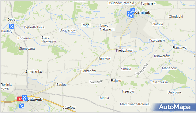 mapa Janików gmina Opatówek, Janików gmina Opatówek na mapie Targeo