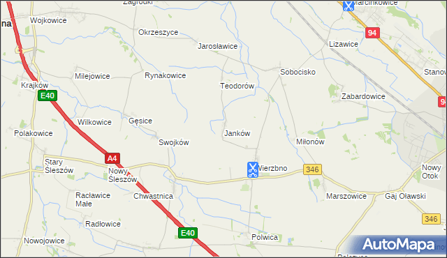 mapa Janków gmina Domaniów, Janków gmina Domaniów na mapie Targeo