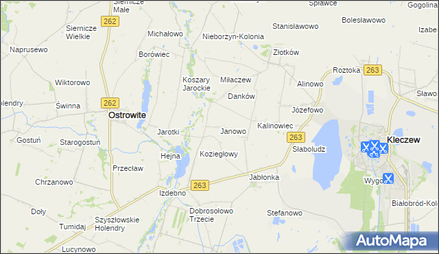 mapa Janowo gmina Kleczew, Janowo gmina Kleczew na mapie Targeo