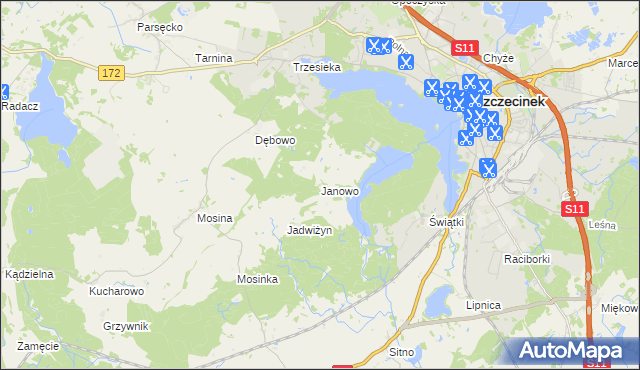 mapa Janowo gmina Szczecinek, Janowo gmina Szczecinek na mapie Targeo