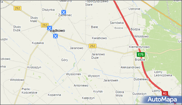 mapa Jaranowo Duże, Jaranowo Duże na mapie Targeo