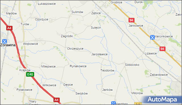 mapa Jarosławice gmina Żórawina, Jarosławice gmina Żórawina na mapie Targeo