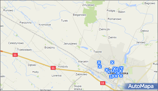 mapa Jarosławiec gmina Środa Wielkopolska, Jarosławiec gmina Środa Wielkopolska na mapie Targeo