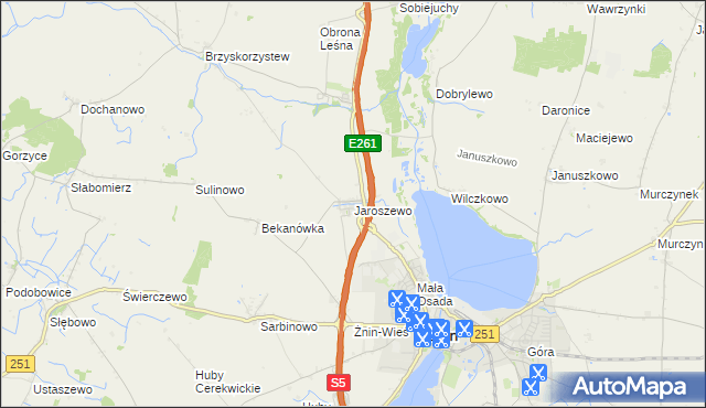 mapa Jaroszewo gmina Żnin, Jaroszewo gmina Żnin na mapie Targeo