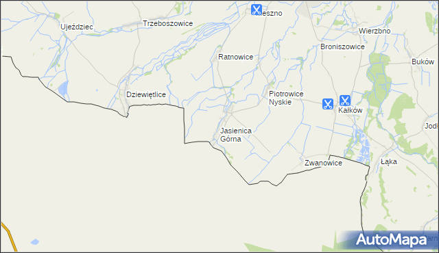 mapa Jasienica Górna, Jasienica Górna na mapie Targeo