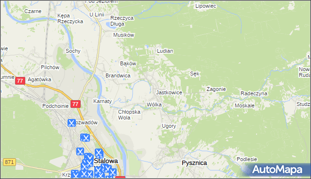 mapa Jastkowice, Jastkowice na mapie Targeo