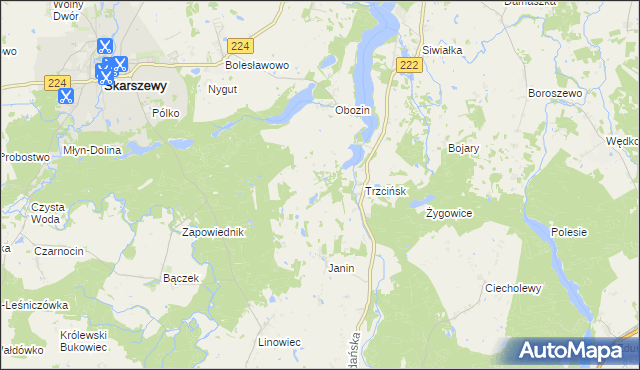 mapa Jastrzębie Skarszewskie, Jastrzębie Skarszewskie na mapie Targeo