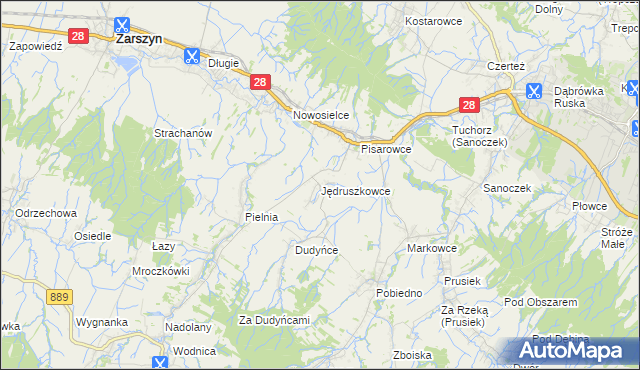 mapa Jędruszkowce, Jędruszkowce na mapie Targeo