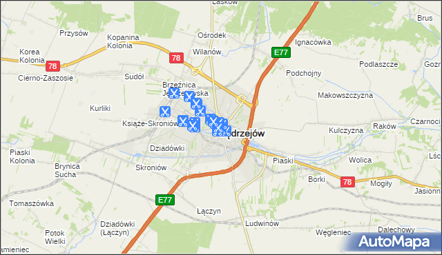 mapa Jędrzejów, Jędrzejów na mapie Targeo