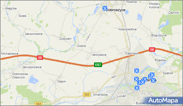 mapa Jenkowice gmina Oleśnica, Jenkowice gmina Oleśnica na mapie Targeo