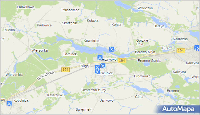 mapa Jerzykowo gmina Pobiedziska, Jerzykowo gmina Pobiedziska na mapie Targeo