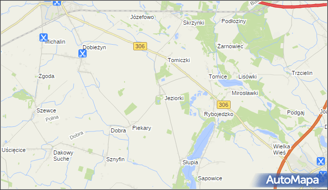 mapa Jeziorki gmina Stęszew, Jeziorki gmina Stęszew na mapie Targeo