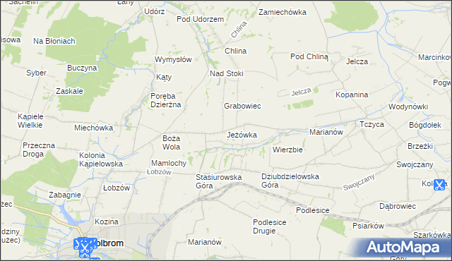 mapa Jeżówka gmina Wolbrom, Jeżówka gmina Wolbrom na mapie Targeo